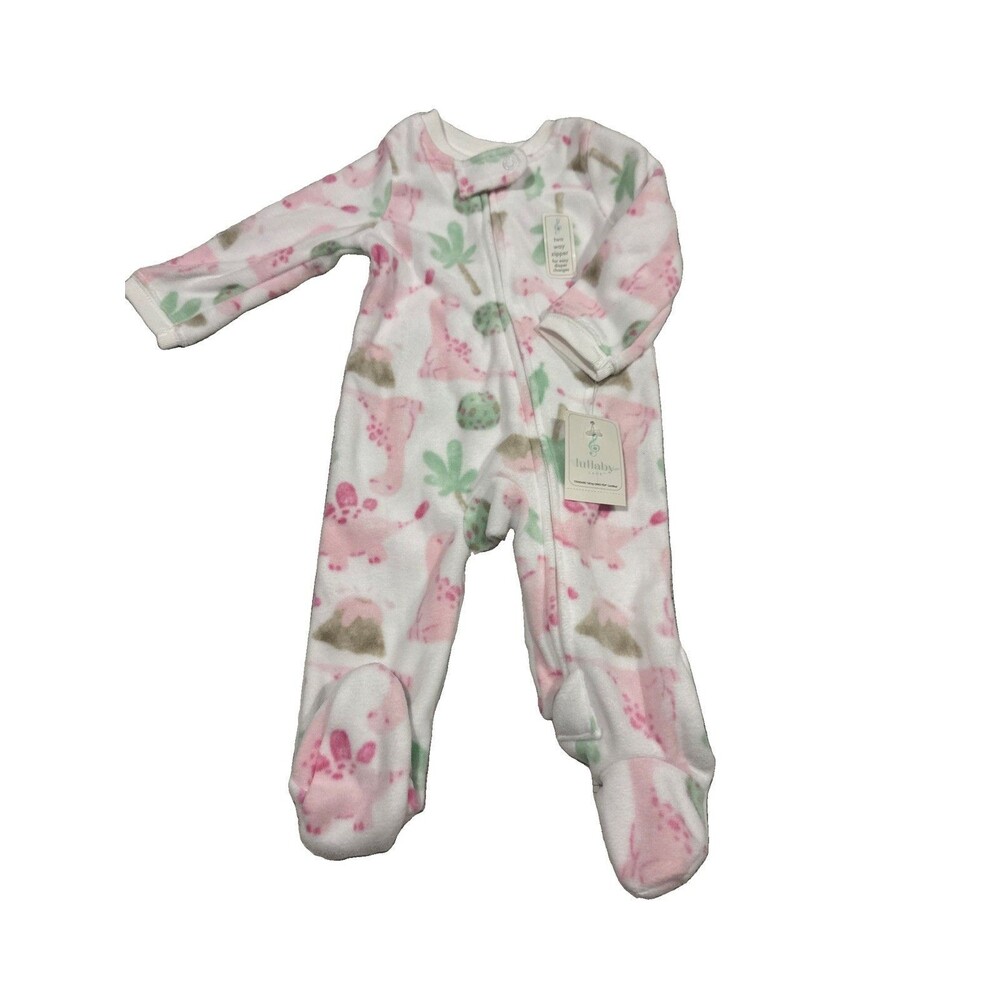 Lullaby Lane Dinosaur 2 Way Zipper Footie Pink Pajama Size 0-3 Months